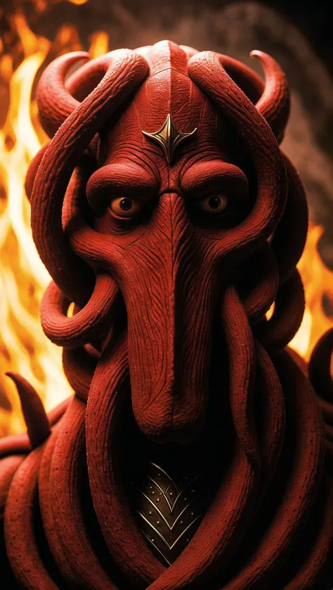 the bloodstone emperor, dark octopus man, best quality, highly detailed, professional color grading, film grain, atmosphere, wondrous, 8k resolution, hyper realistic,