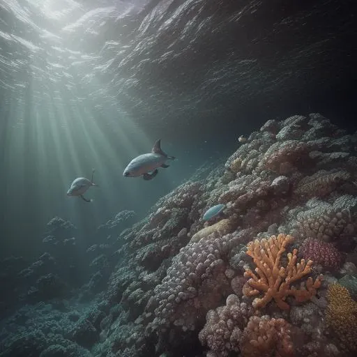 Here is a long and detailed prompt that may elicit the perfect artwork from stable diffusion models: "Create a photograph featuring an enchanting underwater world, showcasing the intricate details of coral reefs, schools of fish, and majestic sea creatures. The scene should capture the beauty of life beneath the waves, highlighting the delicate balance between predator and prey. Imagine yourself drifting through the crystal-clear waters, surrounded by towering coral formations that stretch towards the surface like a sunken city. As you swim deeper, you're met with an explosion of color from schools of fish darting past your face, their scales shimmering in the faint light filtering down from above. In the distance, you see a majestic sea turtle gliding effortlessly through the water, its ancient eyes scanning the horizon for signs of danger or prey. Nearby, a school of angelfish swim together, their iridescent scales glinting like precious jewels in the dim light. As you explore further, you stumble upon an underwater cave system, lit by luminescent fish that dart through the darkness like tiny lanterns. In the depths of this cave lies a majestic octopus, its tentacles curled around a rusted treasure chest overflowing with glittering pearls and shimmering gold coins. Meanwhile, in the distance, a group of dolphins leap out of the water, their playful clicks echoing through the underwater landscape. The sound waves ripple through the water, causing nearby fish to swim nervously towards the safety of a coral reef. As you make your way back to the surface, you're met with a breathtaking vista: the sun breaking over the horizon, casting a warm golden light across the water. Seagulls wheel overhead, their cries carried on the gentle breeze as they swoop down to investigate the bounty of fish scattered across the beach. The photograph should capture this underwater world in all its glory, showcasing the intricate details of coral reefs, schools of fish, and majestic sea creatures. The color palette should be vibrant, with a focus on blues and greens that evoke the sense of being underwater. The style should be realistic yet dreamlike, capturing the magic of life beneath the waves. Please consider including some interesting or unusual elements in your artwork, such as a sunken ship in the background, a giant squid lurking in the shadows, or even a mermaid swimming alongside the sea creatures. Remember to leave out some details to allow for creative freedom and interpretation. When creating the image, please keep the following technical details in mind: * The size of the photograph should be 4000 x 6000 pixels. * The color palette should focus on blues and greens with accents of gold and coral. * The style should be realistic yet dreamlike, capturing the magic of life beneath the waves. * Please include detailed descriptions of the underwater landscape, including coral reefs, schools of fish, and majestic sea creatures.