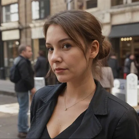 a young woman close up short buy street