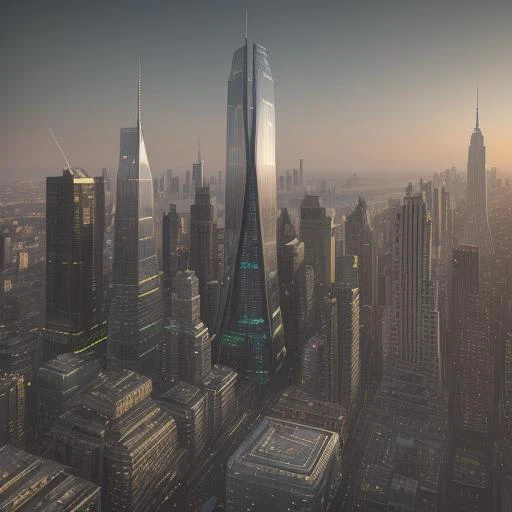 Here is a comprehensive and creative prompt to elicit an exquisite artwork from stable diffusion models: "Envision a futuristic cityscape that is both dystopian and utopian, where technological advancements have transformed the urban landscape into a marvel of modernity. The scene takes place on a warm summer evening, with the sun dipping below the horizon casting a warm orange glow over the city. The city itself is a sprawling metropolis, comprising towering skyscrapers made from gleaming metallic materials that seem to defy gravity. These structures are interconnected by a network of elevated walkways and monorails, creating an intricate web of movement and life within the city. At the heart of this futuristic metropolis lies the 'Hub', a grand central square surrounded by gleaming spires and majestic skyscrapers. This is where the city's inhabitants gather to socialize, exchange ideas, and marvel at the technological wonders that surround them. In the foreground of the image, we see a young woman with striking blue hair styled in a futuristic manner, standing on the edge of the Hub, looking out at the city with an air of curiosity. Her eyes are fixed on a massive holographic projection hovering above the square, displaying a mesmerizing display of swirling colors and patterns. Meanwhile, in the background, we see towering skyscrapers that appear to be made from crystal-like structures, their facets reflecting the light of the setting sun, casting an ethereal glow over the city. In one corner of this scene, you can see a group of robots with sleek metallic bodies, working together to construct new buildings and infrastructure. The color palette should consist mainly of blues and purples, reflecting the futuristic and technological aspects of the scene. However, subtle hints of green and orange should also be present, symbolizing growth and harmony within this dystopian utopia. In terms of composition, consider using a combination of symmetrical elements to create a sense of order and balance in the image. The Hub square at the center of the city should serve as a focal point, drawing attention towards the futuristic skyscrapers surrounding it. At the same time, allow for subtle asymmetries to exist throughout the scene, hinting at an underlying chaos that underscores this utopian dystopia. As for lighting, take advantage of the warm orange glow from the setting sun to create a sense of depth and dimensionality in the image. Consider using shadows to add texture and interest to the metallic surfaces of the skyscrapers, while also highlighting the futuristic aspects of the city. Finally, do not hesitate to incorporate subtle details or narrative elements within this scene that reveal the story behind this futuristic metropolis. For example, you could include hints of an underground world where rebellious factions secretly operate, or a group of artists creating street art on the walls of the skyscrapers."