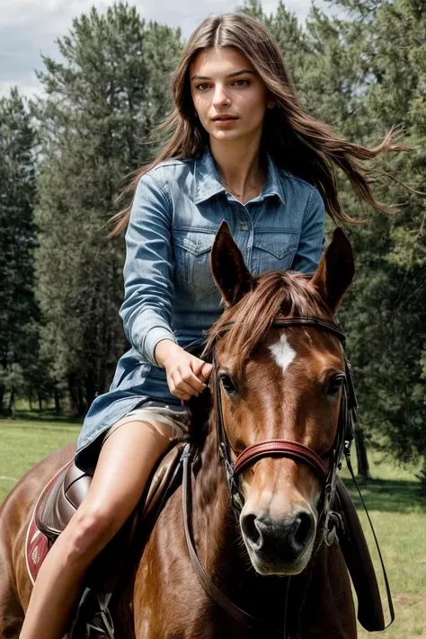 photo of (rtjk:1), riding a horse <lora:EmilyRatajKowskiDogu-000120:1>