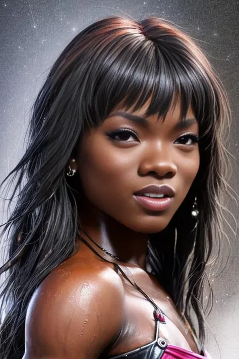 anafoxxxv2-4200, outside in the rain, soaking wet, close up portrait, with tribal tattoos, (detailed facial features:1.15), Unreal Engine 5, 8K, HQ, HDR, amazing detail, intricate details, shallow depth of field, reflections, art by artgerm and greg rutkowski