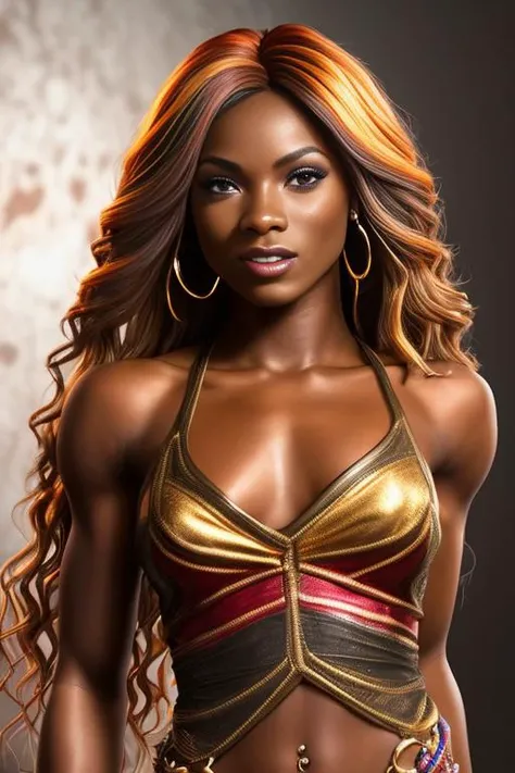 1girl, solo, anafoxxxv2-4200, african american, magazine photo, detailed beauty, portrait, extremely realistic photograph, mid length hair, roses, tan skin, rainbow hair, collarbone, detailed gold eyes, octane render, daizky1