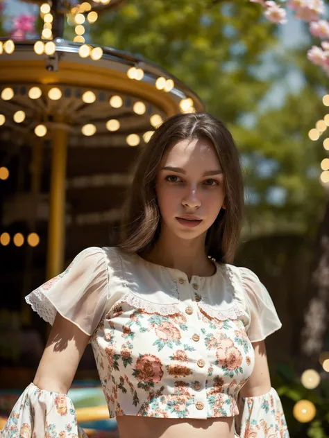 AyaBeshen, woman,
"Vintage Delight: Our muse embraces the charm of yesteryears in a detailed, vintage-inspired outfit that exudes playfulness. She wears a (retro blouse with puffed sleeves and a full skirt adorned with floral prints and delicate lace:1.3). The shot is creatively composed, with a colorful carousel in the background, the lights swirling into beautiful circular bokeh. The shallow depth of field brings our muse into focus, capturing the intricate details of her ensemble, from the dainty buttons to the twinkle in her eyes, evoking a sense of pure joy and whimsy." (detailed face, detailed eyes,:1.1), arms tucked between legs
(photography by Peter Hurley), 8k uhd, dslr, soft lighting, high quality, film grain, Fujifilm XT3 sharp focus, f 5.6, High Detail, Sharp focus, beauty incarnate, dramatic, alluring, sensual, (looking at viewer:1.2), (natural light), rule of thirds, smirk, symmetrical teeth