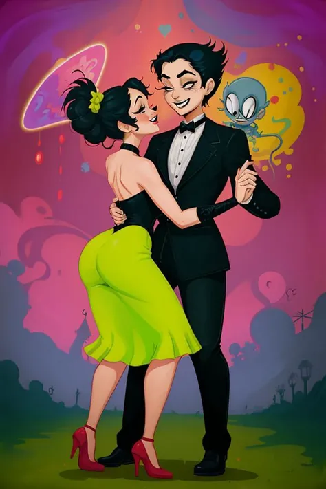 <lora: Brandt_Peters_v1:1> bdtptrsstl, a couple dancing, psychedelia