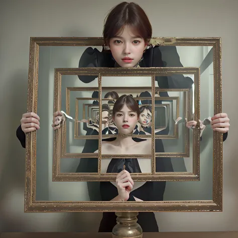 photorealistic, <lora:Droste_Effect:1>,Droste Effect, multiple girls,