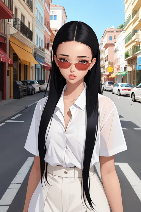 DV_Luna_Vicious, 1girl, dressed, upper body, <lora:flat2:0.3>