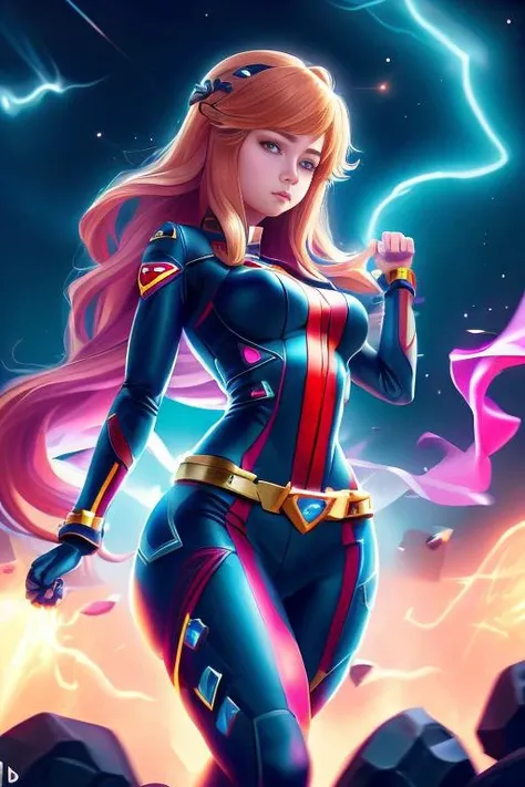cocstyle <lora:cocstyle-000012:0.9> Kathryn Love Newton:0.6, 1girl, solo, very long hair, black eyes, dynamic pose, masterpiece, absurdres, perfect anatomy, Superman's uniform:1.1, Moderate hips, cinematic lighting, 8k, best quality,bust body