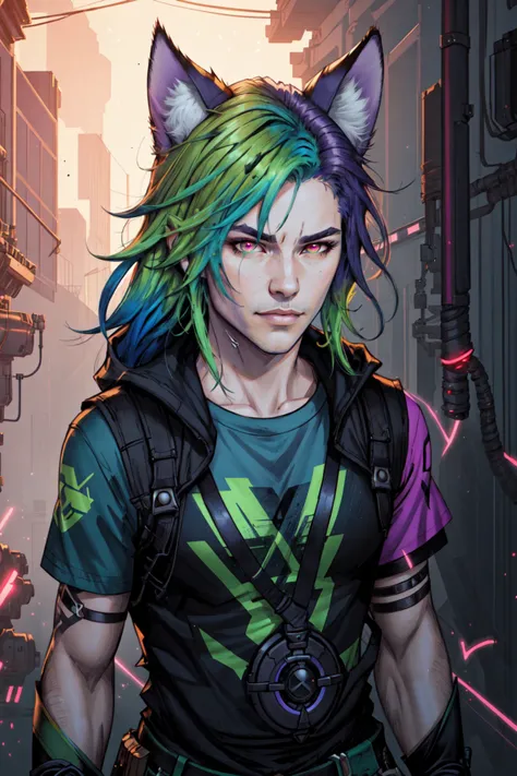 extreme light and shadow, rim lighting, side lighting, rim lighting, detailed face ,detailed eyes, detailed hair, tone mapping , specular highlights, ultra detailed, 2k cg detailed wallpaper, masterpiece, best quality, official art,cyberpunk wires, sparks, electricity, post apocalyptic, EarthFox