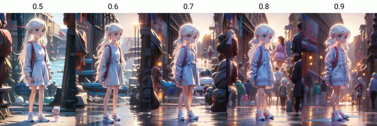 photorealistic,realistic,photography,masterpiece,best quality,ultra-detailed,1girl,full body,white dress,long white hair,by the sea,sneakers,chibi,<lora:mdchibi:0.5>,