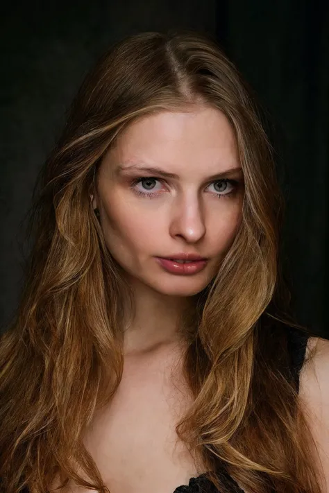 <lora:AdelBye_SD15_v1.1:1> 
a Realistic Full Portrait Photo of a realistic woman in a dark theme, simple background, (vogue, focus, stern, concentrating, confident, staring, poised, focused, serious, intent, intense, looking to the side:1.1), detailed eyes, detailed face, detailed pupils, detailed iris, detailed cheekbones, detailed lips