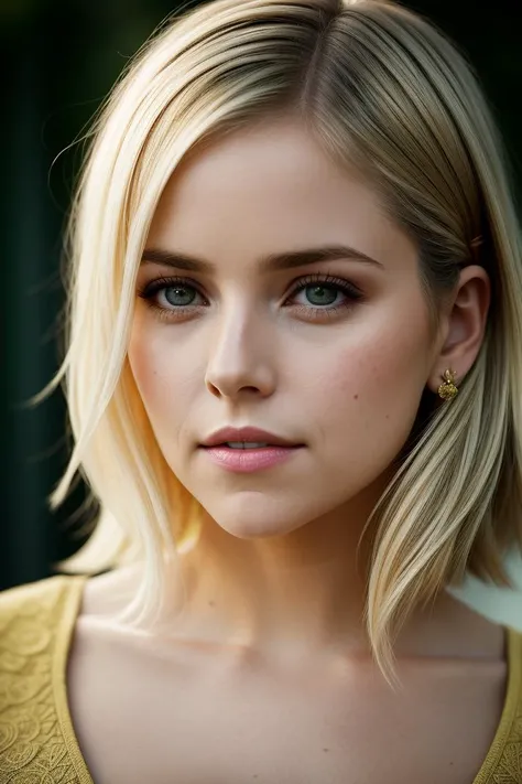 beautiful woman blonde (c0div0re:.99), beautiful short hair, ((closeup portrait)), ((face focus)), (((London))), natural skin texture, (yellow:1.3), 24mm, 4k textures, soft cinematic light, adobe lightroom, photolab, hdr, intricate, elegant, highly detailed, sharp focus, ((((cinematic look)))), soothing tones, insane details, intricate details, hyperdetailed, low contrast, soft cinematic light, exposure blend, hdr, faded