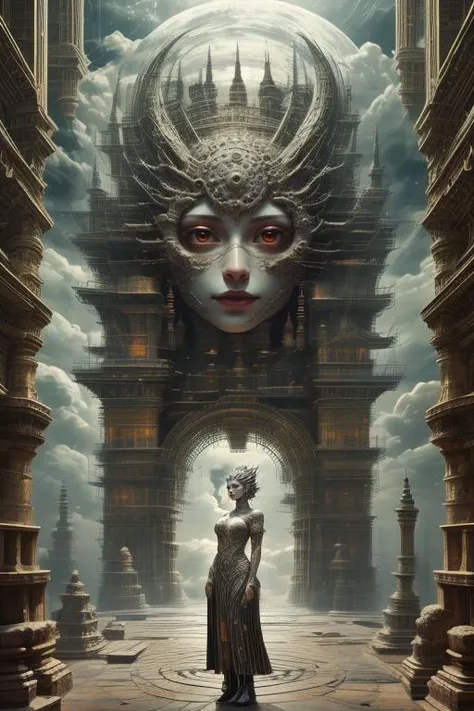 at distance,(fullbody:1.2),posing,flirting,(playful gaze, smirking,radiant smile:1.1),1girl,moon surface,<lora:not-the-true-world-sd15_r1:1>,<lora:Concept_-_Hella-sthetic_v2:0.7>,gaint stone statue of ancient goddess,towering to the clouds,above buildings,, intricate, elegant, highly detailed, symmetry, magical atmosphere, sharp focus, majestic, very coherent, radiant, advanced, cinematic, artistic, fine detail, winning, beautiful, stunning, dramatic light, designed, rich deep colors, perfect professional background, ambient, tailored set composition