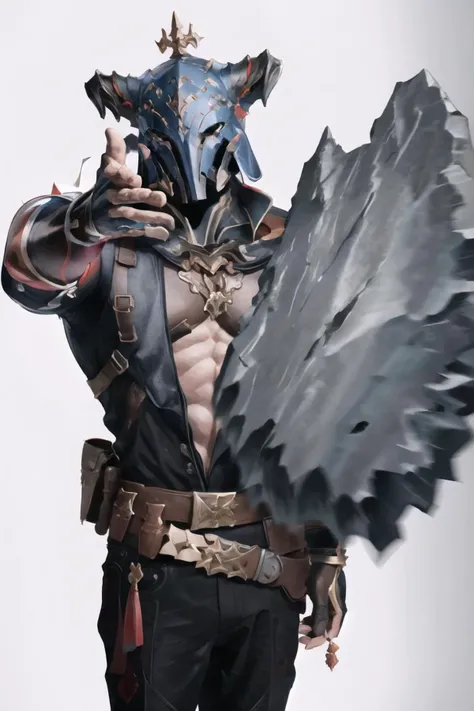 Highly detailed, High Quality, Masterpiece, beautiful, Vaseraga, helmet, <lora:Vaseraga:0.8>, 1boy, IncursioThrowingAFatRat, <lora:Pos_EminemThrowingAFatRatMeme:1>, rock,