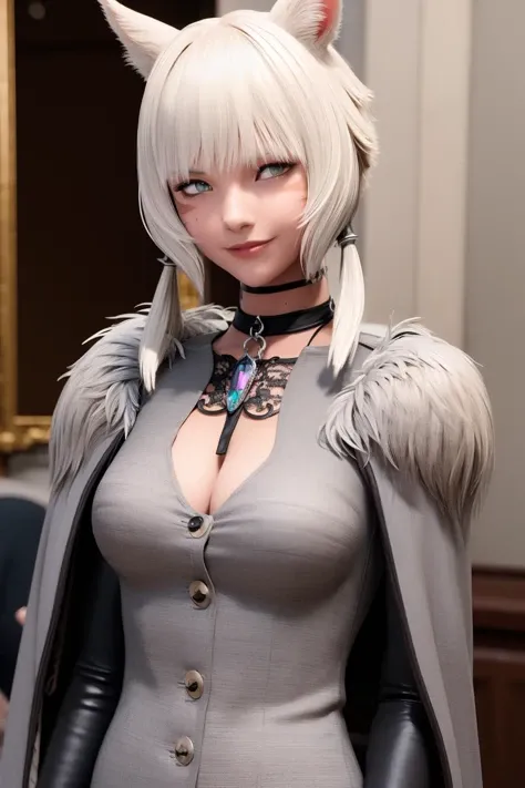 (8k, best quality, masterpiece:1.2),(detailed eyes), \(detailed facial features\), \(\(detailed clothes features\)\), upper  body,(large breasts, cleavage),(face focus),extremely detailed CG unity 8k wallpaper, huge filesize, ultra-detailed, highres, absurdres,beautiful eyes,ray tracing, dramatic shadows,fine detail,dramatic angle,high saturation,lens flare,(standing),soft light,Detailed skin texture, detailed clothing texture,looking at viewer,
1girl, short hair,solo,labcoat, fur scarf, fur coat, shorts, elbow gloves, gloves,<lora:SpiritCage_baiyuekui-000018:0.7> spiritcage\(baiyuekui\)