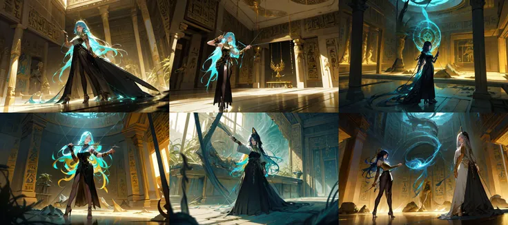 (otherworldly, otherworldly atmosphere, otherworldly appearance), highly insanely detailed, masterpiece, top quality, best quality, highres, 4k, 8k, RAW photo, ((ancient egyptian theme:1.2)), 
(mystical theme), mystical gatmosphere, arcane sanctuaries, otherwordly aura, 
(long_hair, long hair, random colors hair, glowing hair, hair over one eye, long messy hair), 
(eyelashes, eyeliner, eyeshadow, eyelashes, long eyelashes), 
collar, earrings, jewelry, necklace, armlet, 
tentacle, (underwater), nsfw, 
Homestay, Resort, Guest House, 
building, structure, still life, swirling energy, 
action pose, 
drunk, closed eyes, 
abandoned building, shopping mall, overgrown with vegetation, [volumetric fog], cinematic lighting, colorful, 
1girl, kyudo, bow \(weapon\), arrow \(projectile\), drawing bow, outstretched arm, beach, high heels, 
<lora:kyudo-000012:0.7>, (fantasy world)