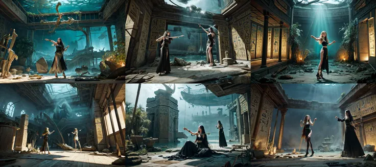 (otherworldly, otherworldly atmosphere, otherworldly appearance), highly insanely detailed, masterpiece, top quality, best quality, highres, 4k, 8k, RAW photo, ((ancient egyptian theme:1.2)), 
(mystical theme), mystical gatmosphere, arcane sanctuaries, otherwordly aura, 
(long_hair, long hair, random colors hair, glowing hair, hair over one eye, long messy hair), 
(eyelashes, eyeliner, eyeshadow, eyelashes, long eyelashes), 
collar, earrings, jewelry, necklace, armlet, 
tentacle, (underwater), nsfw, 
Homestay, Resort, Guest House, 
building, structure, still life, swirling energy, 
action pose, 
drunk, closed eyes, 
abandoned building, shopping mall, overgrown with vegetation, [volumetric fog], cinematic lighting, colorful, 
1girl, kyudo, bow \(weapon\), arrow \(projectile\), drawing bow, outstretched arm, beach, high heels, 
<lora:kyudo-000012:0.7>, (fantasy world)
