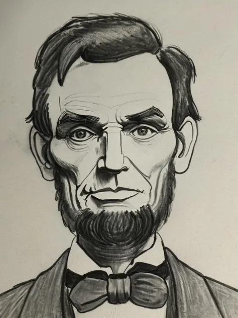 <lora:DD-Drawing-XL:1> black and white, drawing of Abraham Lincoln