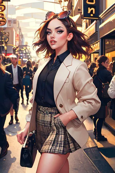 DEN_anette_steamgirl,
(walking down Hollywood boulevard, a busy street scene, public, bustling, crowds, wearing a skirt and blazer:1.2),
bokeh, f1.4, 40mm, photorealistic, raw, 8k, textured skin, skin pores, intricate details  <lora:epi_noiseoffset2:1>, epiCRealism <lora:ClothingAdjuster3:-1>