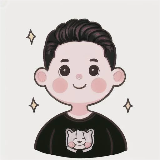 masterpiece, best quality,4k,8k,highres,ultra-detailed, 1boy, black_eyes, black_hair, black_shirt,, smile, solo, sparkle, white_background,chubby,<lora:head:0.8>