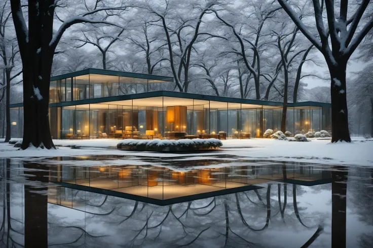 mxiaowu, scenery, no humans, tree, outdoors, nature, forest, window, reflection, table, snow