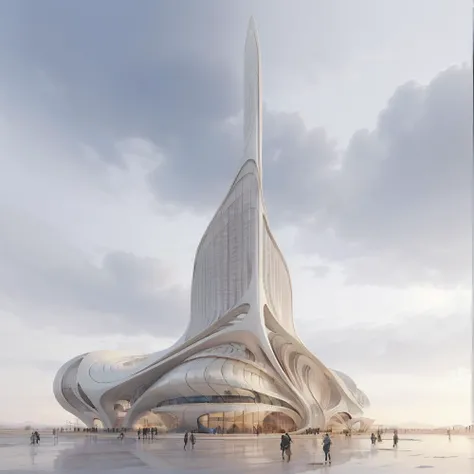 MC, curve building, <lora: MC_20230626203721:1>, (art illustration), bionic, <lora:zahahadid:0.5>, <lora:zaha:0.5>, <lora:CrvPavilion:0.3>, <lora:public build-V5.0:0.2>, cloudy sky, sunrise, <lora:Mr MC S ART V_20230621011447:0.3>