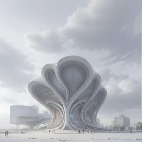 MC, curve building, <lora: MC_20230626203721:1>, (art illustration), bionic, <lora:zahahadid:0.5>, <lora:zaha:0.5>, <lora:CrvPavilion:0.3>, <lora:public build-V5.0:0.2>, cloudy sky,