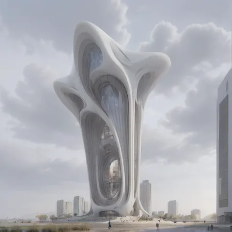 MC, curve building, <lora: MC_20230626203721:1>, (art illustration), bionic, <lora:zahahadid:0.5>, <lora:zaha:0.5>, <lora:CrvPavilion:0.3>, <lora:public build-V5.0:0.2>, cloudy sky,