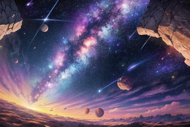 (best quality), high quality, [masterpiece, highres], pixiv featured, [detailed] background [illustration], universe, galaxy, milky way, space,