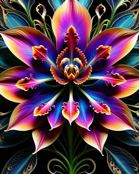 Peacock Orchid of colorful made of ral-frctlgmtry <lora:ral-frctlgmtry-sdxl:0.75>