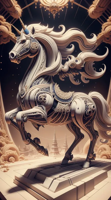 TheEmpireStyle, white unicorn, hi-tech plastic <lora:TheEmpireStyle:0.65> unicorn, fractal, ral-frctlgmtry <lora:ral-frctlgmtry-sd15:0.8>, geometry, (Masterpiece:1.3) (best quality:1.2) (high quality:1.1)