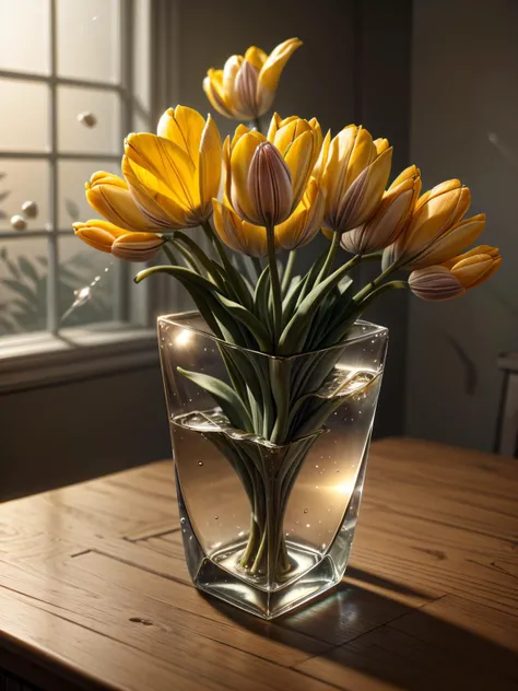 (((videogame_style))), lineart:1.2, (sharp focus:1.2), lineart, flat color, monochrome, greyscale, ((1 yellow tulip)), (moody lightning:1.2), soft grey light, depth of field, bokeh, 4k, HDR,, beautiful yellow tulip Illuminated by the ethereal glow of studio lightning, the light is reflecting shadows on the yellow tulip patels, the light reflection sparcles around it, the harmonic play of light and shadow underlines the natural beauty of the yellow tulip,, (the petals are velvety and silky curved:1.2), (high contrast to catch the play of light and shadows),, one yellow tulip:(For the viewer, the flower appears alive, as if a glimpse of her inner sparkle is possible),,simple light grey background, by night, peacful and grateful atmosphere, painted hearts, magical atmosphere, <lora:ral-frctlgmtry-sd15:0.5> ral-frctlgmtry, (flying pink dahlia inside a transparent crystal cube) on a dessert table in front of a bright window, the moonlight casts a beam of light onto the flower and seems to melt your ice cube in which the flower is located, water mist emanates from the cube, award winning art <lora:more_details:0.8> <lora:dAIversity-LoRAtest-Photoreal-SD15-01:0.7>,, deserted space, landscape, detail colour is yellow