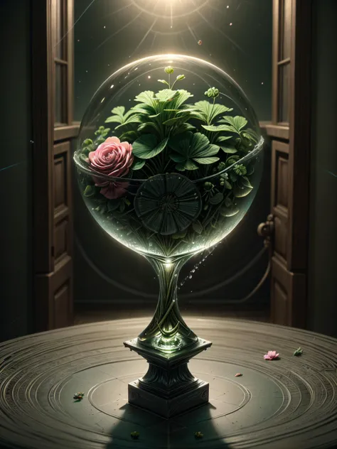(((videogame_style))), lineart:1.2, (sharp focus:1.2), lineart, flat color, monochrome, greyscale, ((1 green four-leaf clover)), (moody lightning:1.2), soft grey light, depth of field, bokeh, 4k, HDR,, beautiful green four-leaf clovers Illuminated by the ethereal glow of studio lightning, the light is reflecting shadows on the green four-leaf clovers patels, the light reflection sparcles around it, the harmonic play of light and shadow underlines the natural beauty of the green four-leaf clovers,, (the petals are velvety and silky curved:1.2), (high contrast to catch the play of light and shadows),, one green four-leaf clover:(For the viewer, the flower appears alive, as if a glimpse of her inner sparkle is possible),,simple light grey background, by night, peacful and grateful atmosphere, painted hearts, magical atmosphere, <lora:ral-frctlgmtry-sd15:0.9> ral-frctlgmtry, (flying pink dahlia inside a transparent crystal cube) on a dessert table in front of a bright window, the moonlight casts a beam of light onto the flower and seems to melt your ice cube in which the flower is located, water mist emanates from the cube, award winning art <lora:more_details:0.8> <lora:dAIversity-LoRAtest-Photoreal-SD15-01:0.7>,, deserted space, landscape, detail colour is green