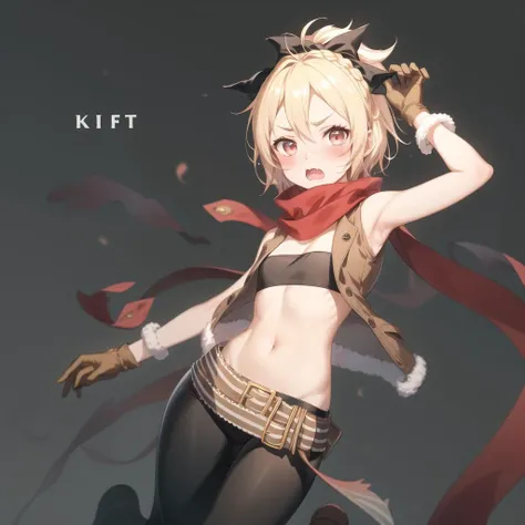 ((highest quality)), ((masterpiece)), (Familiar), Canaan, 1 girl, alone, Silver Hair,Brown Skin,Red eyes,Long trousers,Red sleeveless,Clothes with a visible back, thin,thin,short hair,Small breasts, Erect nipples,  No bra, gloves, Hands on hips