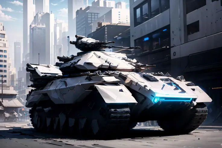 <lora:Playstation5AI:.9> Playstation5AI tank in city
