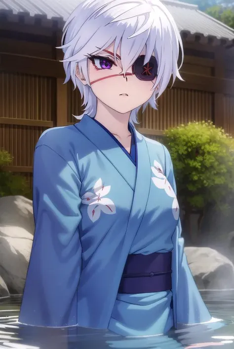 oboroshintou, <lora:oboro shintou s1-lora-nochekaiser:1>,
oboro shintou, (purple eyes:1.1), white hair, (eyepatch:1.5),
BREAK japanese clothes, kimono, blue kimono, haori,
BREAK outdoors, hot spring, onsen,
BREAK looking at viewer, (cowboy shot:1.5),
BREAK <lyco:GoodHands-beta2:1>, (masterpiece:1.2), best quality, high resolution, unity 8k wallpaper, (illustration:0.8), (beautiful detailed eyes:1.6), extremely detailed face, perfect lighting, extremely detailed CG, (perfect hands, perfect anatomy),