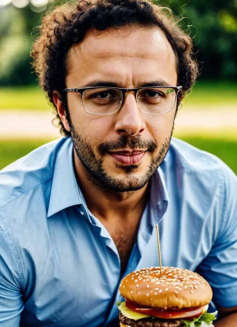 photo of sks person <lora:locon_furkangozukara_v1_from_v1_64_32:1> eating hamburger, natural lighting, epiCPhoto, <lora:add_detail:0.7>