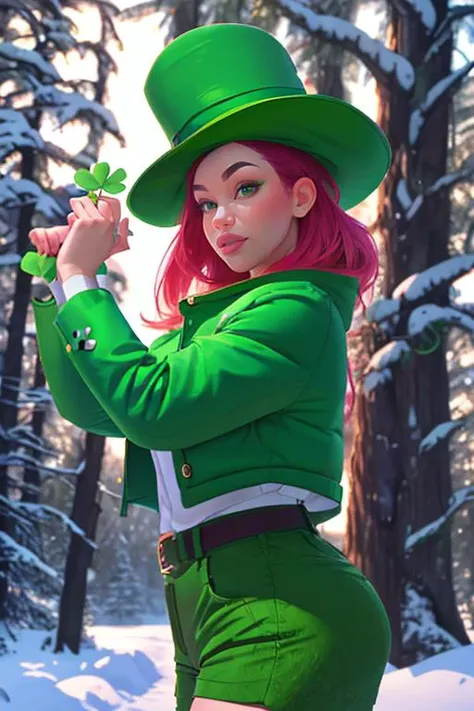 DEN_korina_kova,
(posing in an (enchanted forest:1.2) dressed as a (leprechaun:1.2), (shamrocks, clovers:1.2), , lucky charms, leprechaun, green clothing, green jacket and green shorts and a green hat, (magical:1.2), (enchanting:1.2):1.2),
bokeh, f1.4, 40mm, photorealistic, raw, 8k, textured skin, skin pores, intricate details  <lora:epi_noiseoffset2:1>, epiCRealism <lora:ClothingAdjuster3:-1.3>