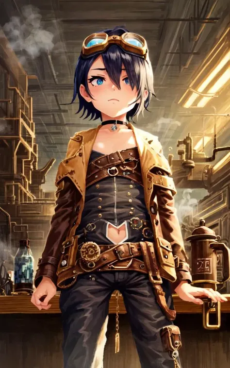 (steampunk:1.5) (glass gold silver blass pipe pipeline steam-unit gear mainspring pulley) (mechanical movement fantasy leather metal assembly unit craft headfhone):1.4 (goggles:1.5) plant:1.5 , it chioy 8yo, cross symbol in the pupils and iris, ((skindantation)) ((flat chest)) +++, from below, Punks hotpants leather jacket off shoulder studs:1.2 hair pulled back rivet choker wrist_cuffs chain leather bustier corset lower eyelashes pierces body pierces navel pierce rings, (pixel art):1.5,, +++
dark vermilion hair,
black eyes,
short hair ,
hair slicked back,
big hair ,
hair over one eye,
pupils sparkling,
+++, <lora:_noline:0.8:lbw=ALL>