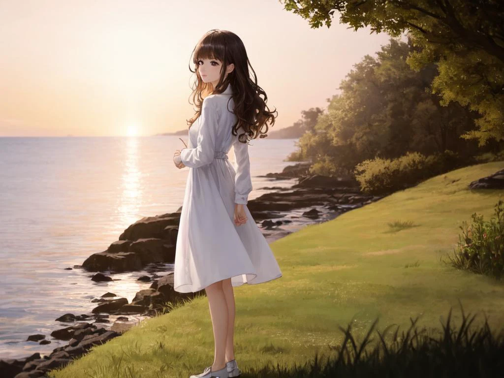 seaside, +++ masterpiece extremely quality extremely detailed absurdres deep-silky-healthy-lackwarm-foundational-soft-skin ultra detailed hair ultra detailed eyes ultra detailed face high resolution, contrapposto glow shine like opal magnificent perfect realistic:1.3 ray trace depth of field <lora:hipoly3DModelLora_v10:0.1:NF> hiqcgbody ++ Faint lips,UC:realistic, cute anime face cinematic lighting cinematic angle Girl at the front single focus dynamic pose, +++
dark yellow hair,
amber eyes,
medium hair very long hair },
chignon,
wavy hair ,
hair over eyes, covered eyes, blunt bangs,
sideburns ,
:/,
nose blush ,
+++, wide shot from above , looking away , multicolored sundress, white blouse full brogue, kawaii petite minor 1girl ars old eyeliner shiny hair skindantation (a mole under the right eye) medium breasts (eyes visible through hair) +++, warm light sunset, rays light sparkles lens flare deep shadows, depth of field peerless scenery sentimental, solo focus wide shot full body depth of field humans in the distance (((taken with Sony A1, 20mm, f1.8))) bokeh, from behind