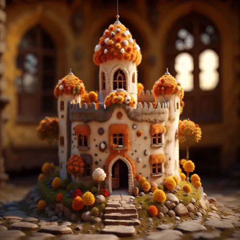 castle, <lora:Felt_Craft:1>,solo, (masterpiece, best quality, high quality, highres, ultra-detailed),