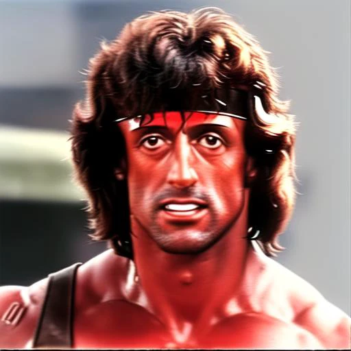 john rambo,looking at viewer,closely face,smlie,street background