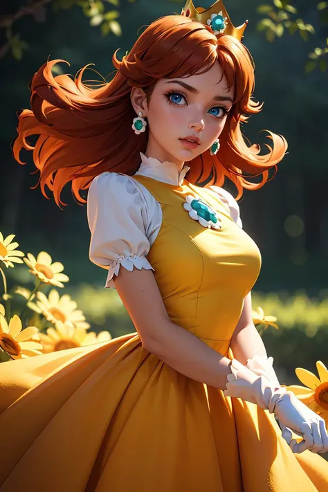 (masterpiece, best quality), 1girl, <lora:princessdaisy-lora-nochekaiser:1> princess daisy, blue eyes, long hair, orange hair, crown, daisy, dress, flower, gem, gloves, orange dress, puffy short sleeves, puffy sleeves, short sleeves, white gloves,