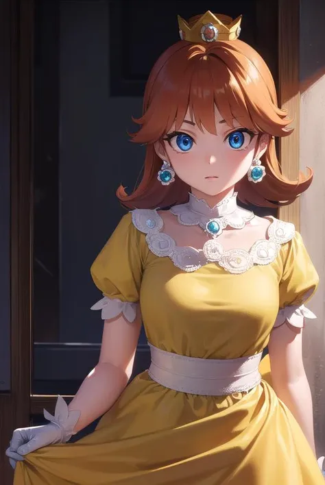 princessdaisy, <lora:princessdaisy-lora-nochekaiser:1>,
princess daisy, blue eyes, long hair, orange hair,
BREAK crown, daisy, dress, flower, gem, gloves, orange dress, puffy short sleeves, puffy sleeves, short sleeves, white gloves,
BREAK indoors,
BREAK looking at viewer, (cowboy shot:1.5),
BREAK <lyco:GoodHands-beta2:1>, (masterpiece:1.2), best quality, high resolution, unity 8k wallpaper, (illustration:0.8), (beautiful detailed eyes:1.6), extremely detailed face, perfect lighting, extremely detailed CG, (perfect hands, perfect anatomy),