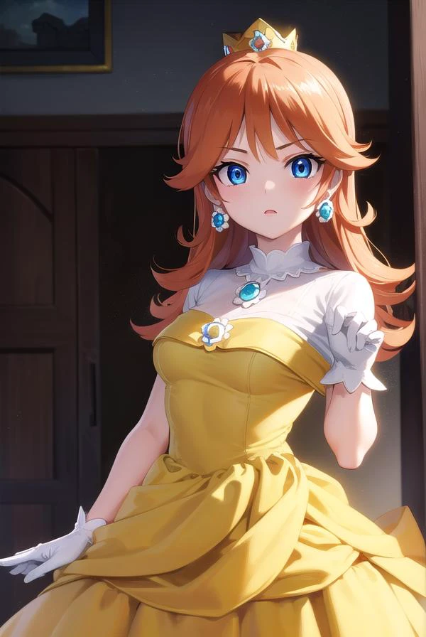 princessdaisy, <lora:princessdaisy-lora-nochekaiser:1>,
princess daisy, blue eyes, long hair, orange hair,
BREAK crown, daisy, dress, flower, gem, gloves, orange dress, puffy short sleeves, puffy sleeves, short sleeves, white gloves,
BREAK indoors,
BREAK looking at viewer, (cowboy shot:1.5),
BREAK <lyco:GoodHands-beta2:1>, (masterpiece:1.2), best quality, high resolution, unity 8k wallpaper, (illustration:0.8), (beautiful detailed eyes:1.6), extremely detailed face, perfect lighting, extremely detailed CG, (perfect hands, perfect anatomy),