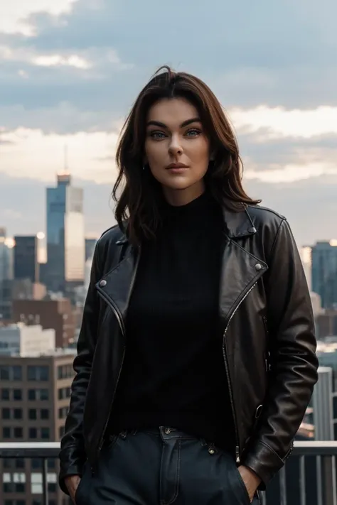 <lora:mondongo_LoRA_SerindaSwan:1> mndngwmn, wearing a leather jacket, on a city downtown, (ultra realistic, 8k,high quality)