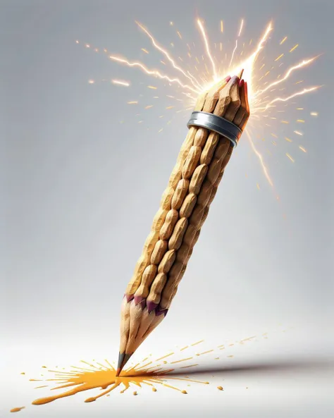 concept art, rear angle of a Pencil of Electricity, Happy, F/1.8, <lora:pnts:1> pnts