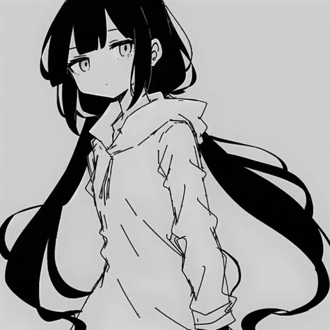 <lyco:last-000038:0.8>, inabakumori, osage, black hair, greyscale, monochrome, simple background, white background,