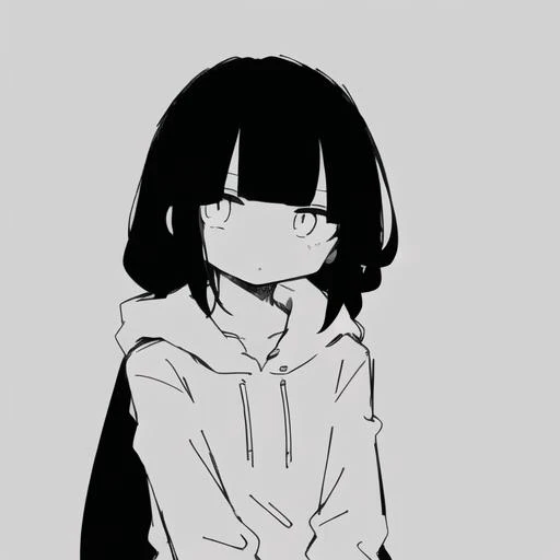 <lyco:last-000038:0.8>, osage, inabakumori, greyscale, monochrome, black hair, simple background, white background,