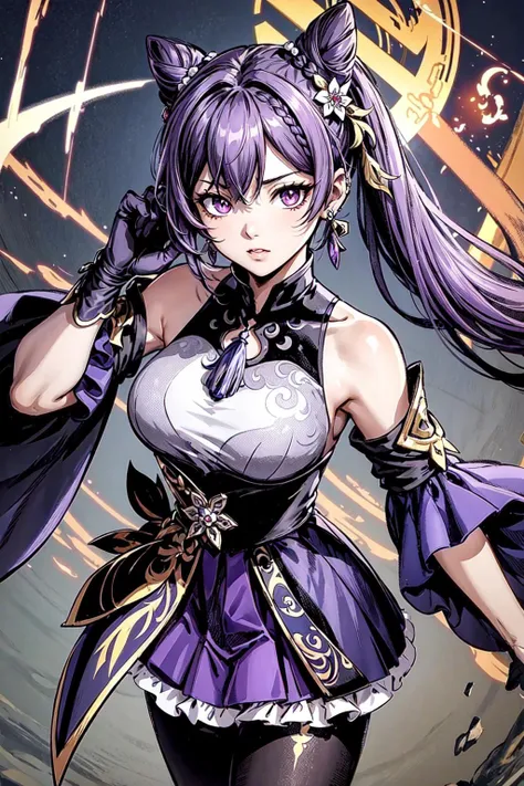 Super detailed,(Highest quality),((masterpiece)),(High resolution),original,Highly detailed 8k wallpaper,(Very delicate and beautiful),Highest_hand,anime, (\Raiden Shogun\),Beautiful pupils,White background,Purple lightning and wisteria petals dancing,smile